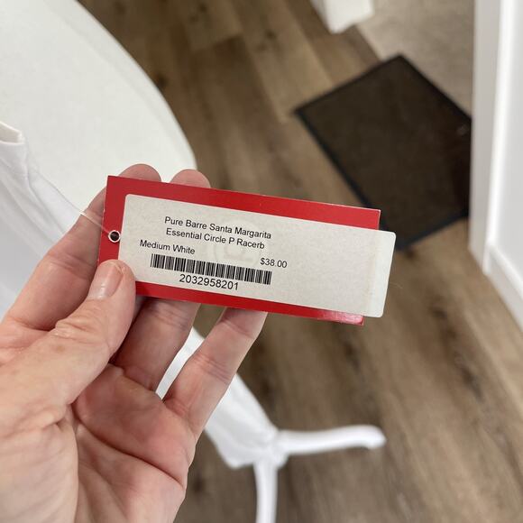 Pure Barre White Racerback Tank Top Size Medium Logo Retail $38 NWT - Picture 3 of 10